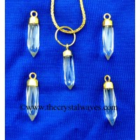 Crystal Quartz Small Bullet Gold Electroplated Pendant